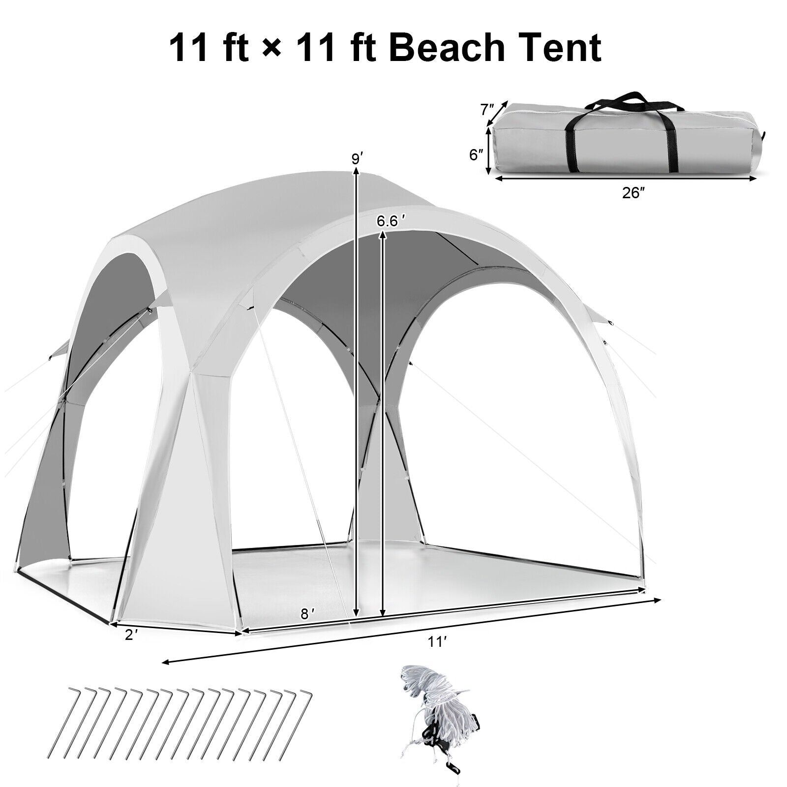 11? x 11 Feet Patio Sun Shade Shelter Canopy Tent Portable UPF 50+ Outdoor Beach