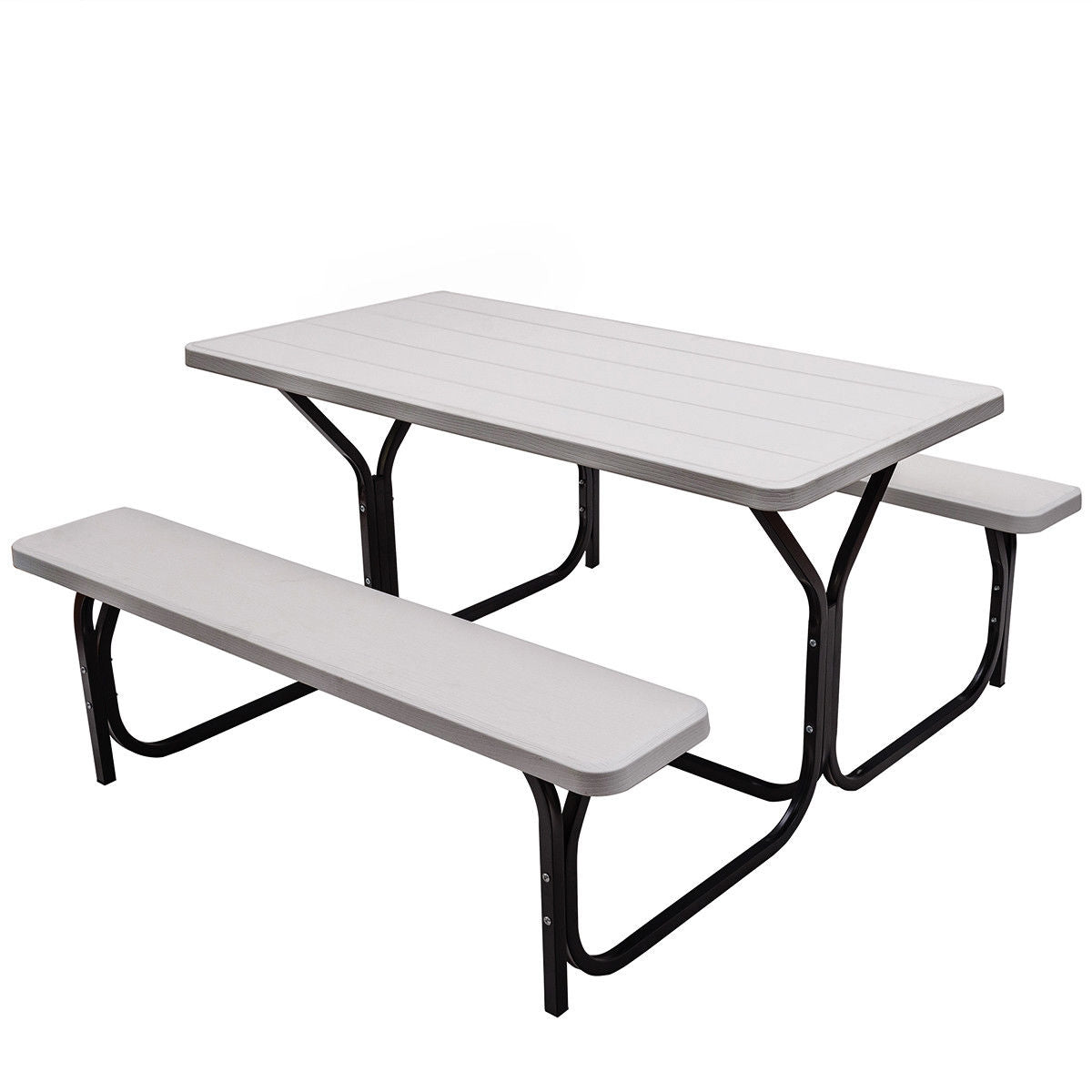 HDPE Outdoor Picnic Table Set Bench Set with Metal Base